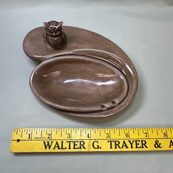 Vintage OWL Ceramic Dish Glossy Brown Ashtray Jewelry Soap Trinket MCM 70s‎ 80s - Picture 2 of 11
